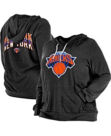 Women's Black New York Knicks Plus Size 2022/23 City Edition Bi-Blend Long Sleeve Hoodie T-shirt