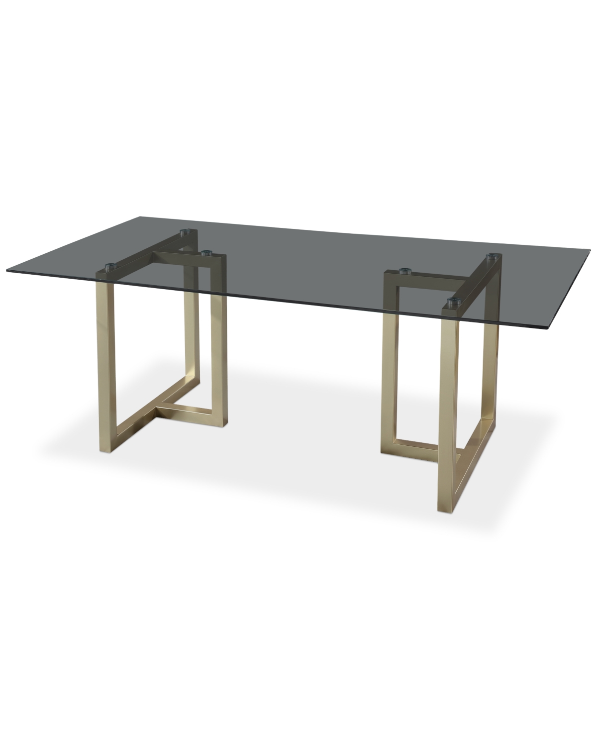 Emila Rectangular Glass Dining Table, Created for Macy's - Smoked Glass With Champagne Base