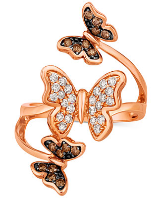 Le Vian Diamond Butterfly Statement Ring (1/2 ct. t.w.) in 14k Rose ...