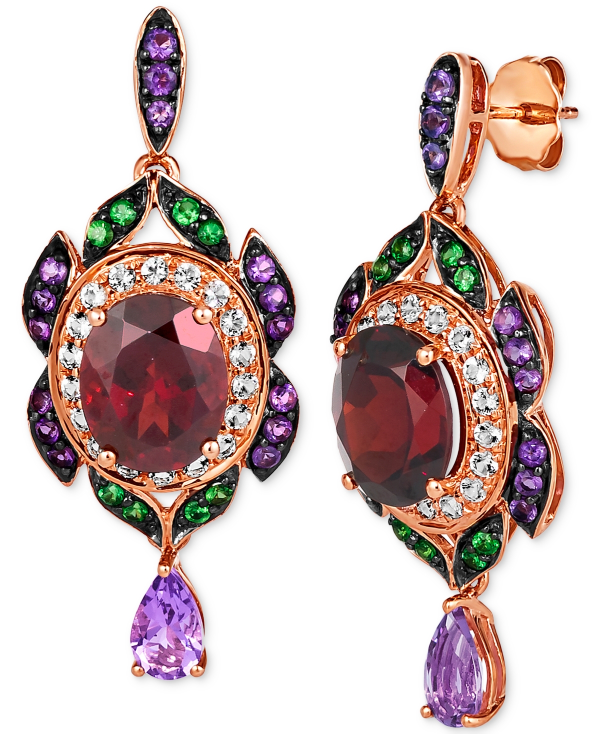 Le Vian Multi-gemstone Drop Earrings (7 Ct. T.w.) In 14k Rose Gold In K Strawberry Gold Earrings