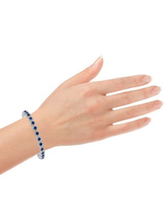 Sapphire (5-1/2 ct. t.w.) & Diamond (3 ct. t.w) Tennis Bracelet in 14k White Gold (Also in Ruby and Emerald)