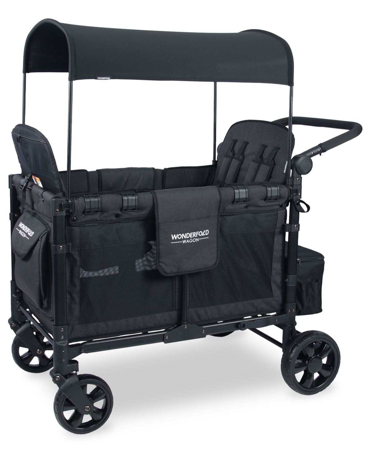 Wonderfold Wagon W4 Elite Front Zippered Quad Stroller Wagon In Volcanic Black