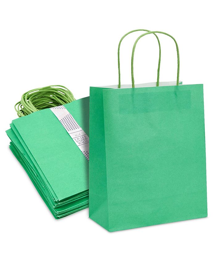 Sparkle and Bash 50 Pack Medium Green Gift Bags with Handles, Bulk Set ...