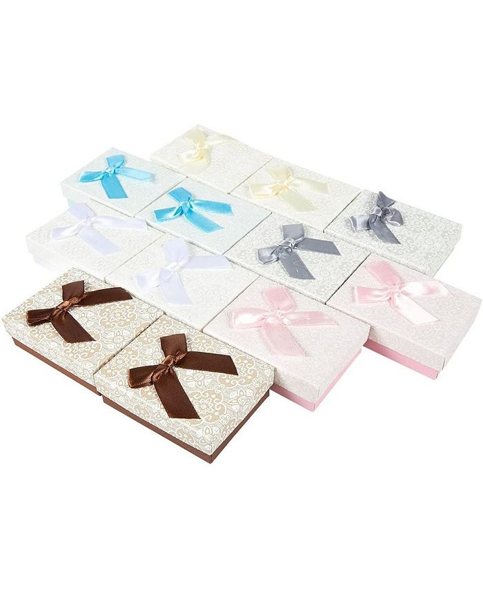 Juvale Cardboard Jewelry Gift Box Set with Lids and Bows for Valentine