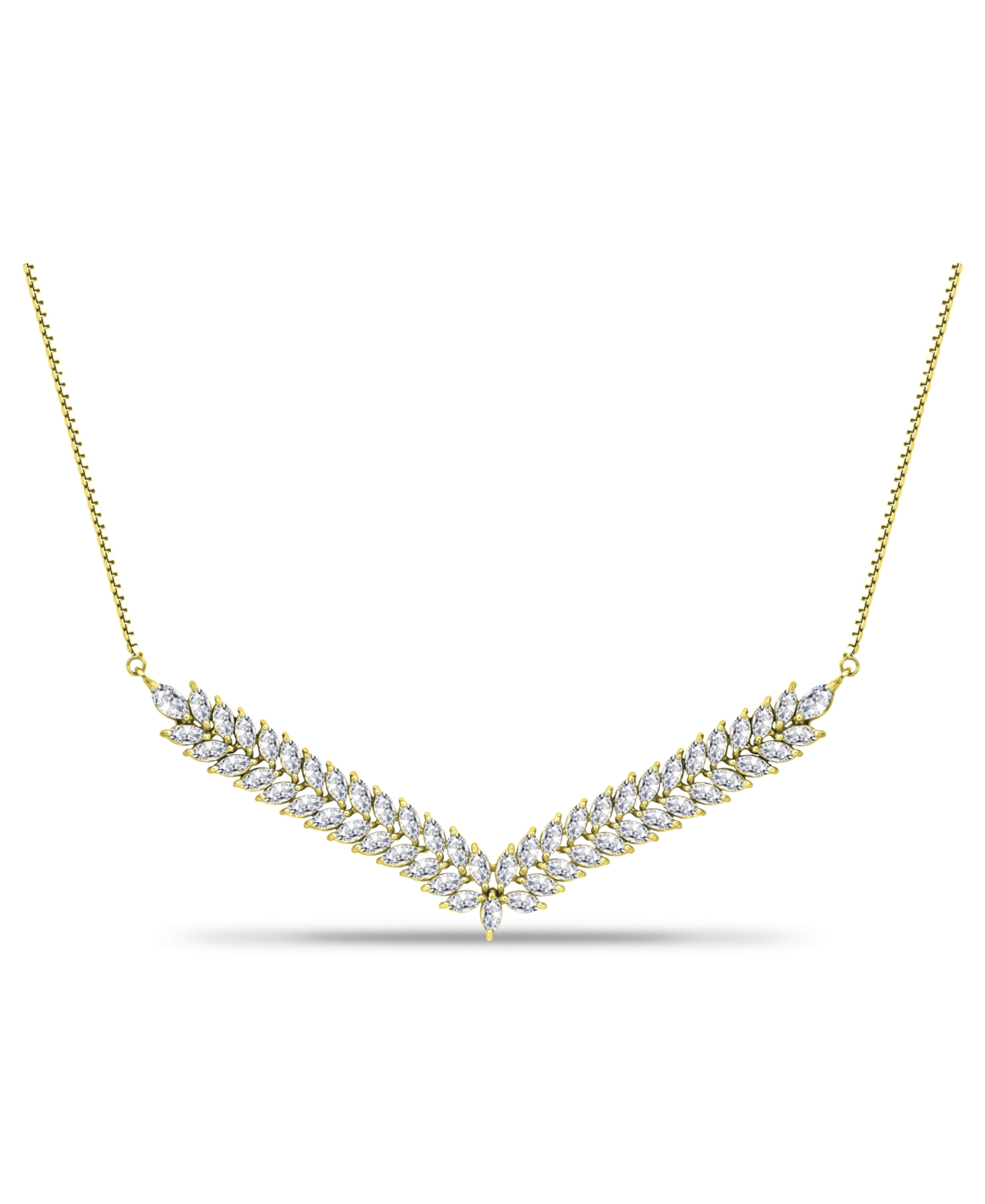 Macy's Marquise Stones Cubic Zirconia 2 Row V Frontal Adjustable Necklace (11.7 ct. t.w.) in 18K Sterling Silver or Sterling Silver