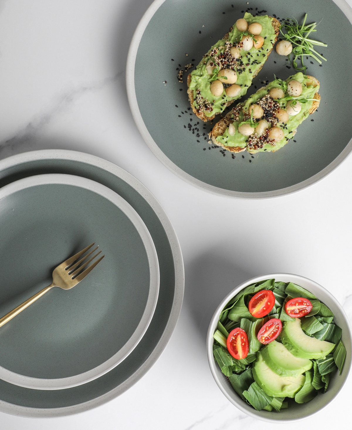 Stone Lain Serenity Pc. Dinnerware Set, Service For 4 - Green and Cream