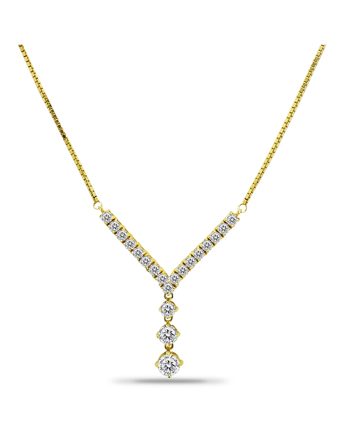 Macy's Cubic Zirconia 4, 5, 6 mm Graduated Drop Adjustable Necklace (5.5 ct. t.w.) in 18K Sterling Silver or Sterling Silver