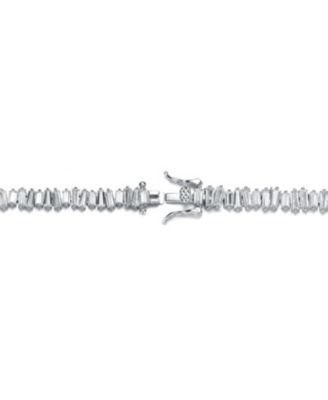 Sterling Silver Rhodium Plated Clear Cubic Zirconia Tennis Bracelet