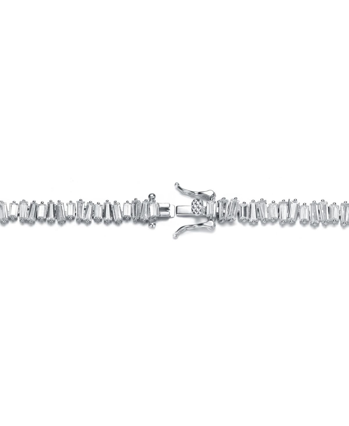 Genevive Sterling Silver Rhodium PlatedCubic Zirconia Tennis Bracelet - Clear