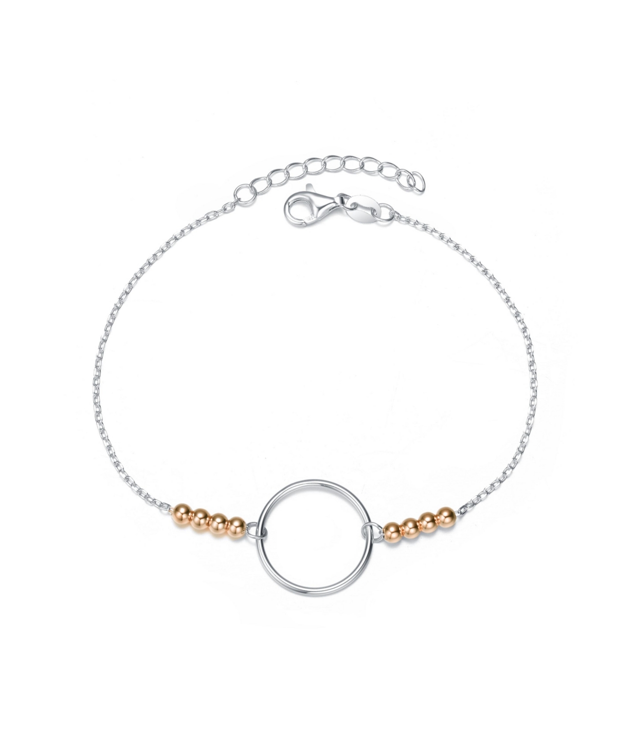 Elegant Sterling Silver Two-Tone Halo Bracelet - Rose