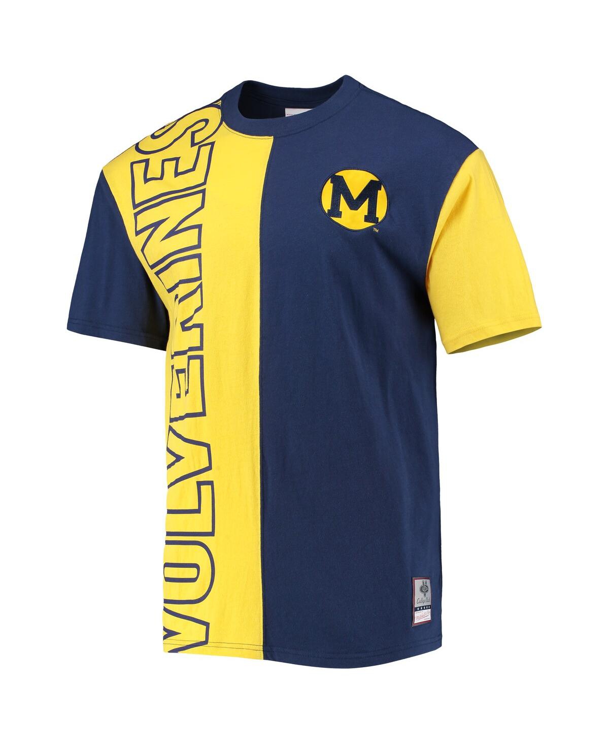 Shop Mitchell & Ness Men's  Navy, Maize Michigan Wolverines Play By Play 2.0 T-shirt In Navy,maize