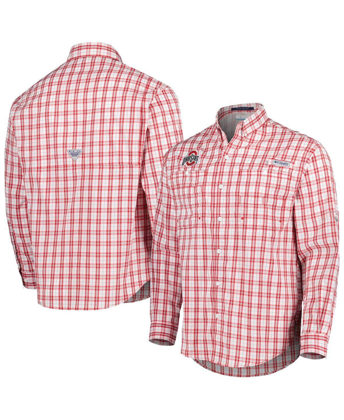 Shop Columbia Men's  Scarlet Ohio State Buckeyes Super Tamiami Omni-wick Long Sleeve Button-down Shirt