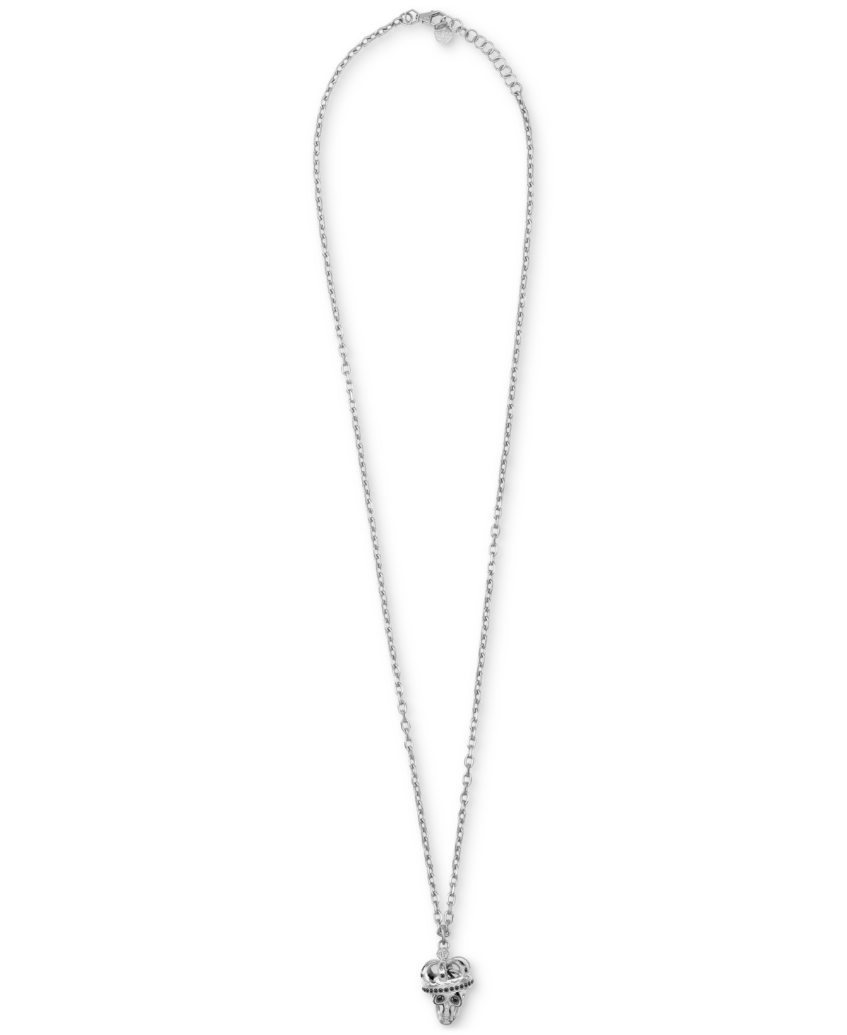 Stainless Steel 3D Crowned $kull Cable Chain 29-1/2" Pendant Necklace - Stainless Steel