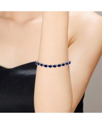 White Gold Plated Sterling Silver Colored Cubic Zirconia Pear-cut Bracelet