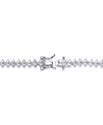 Sterling Silver Heart Shaped Clear Cubic Zirconia Tennis Bracelet