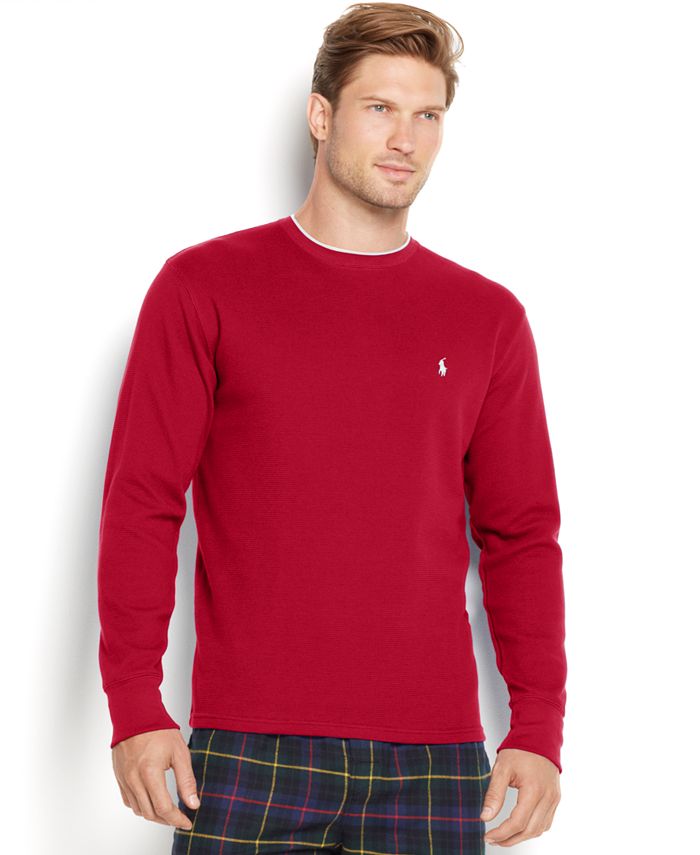 Polo Ralph Lauren Men's Solid Tipped Thermal Crew-Neck Top & Reviews ...