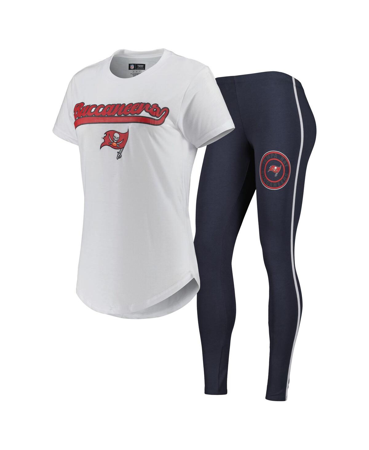 Women's Concepts Sport White, Charcoal Tampa Bay Buccaneers Sonata T-shirt and Leggings Sleep Set - White, Charcoal