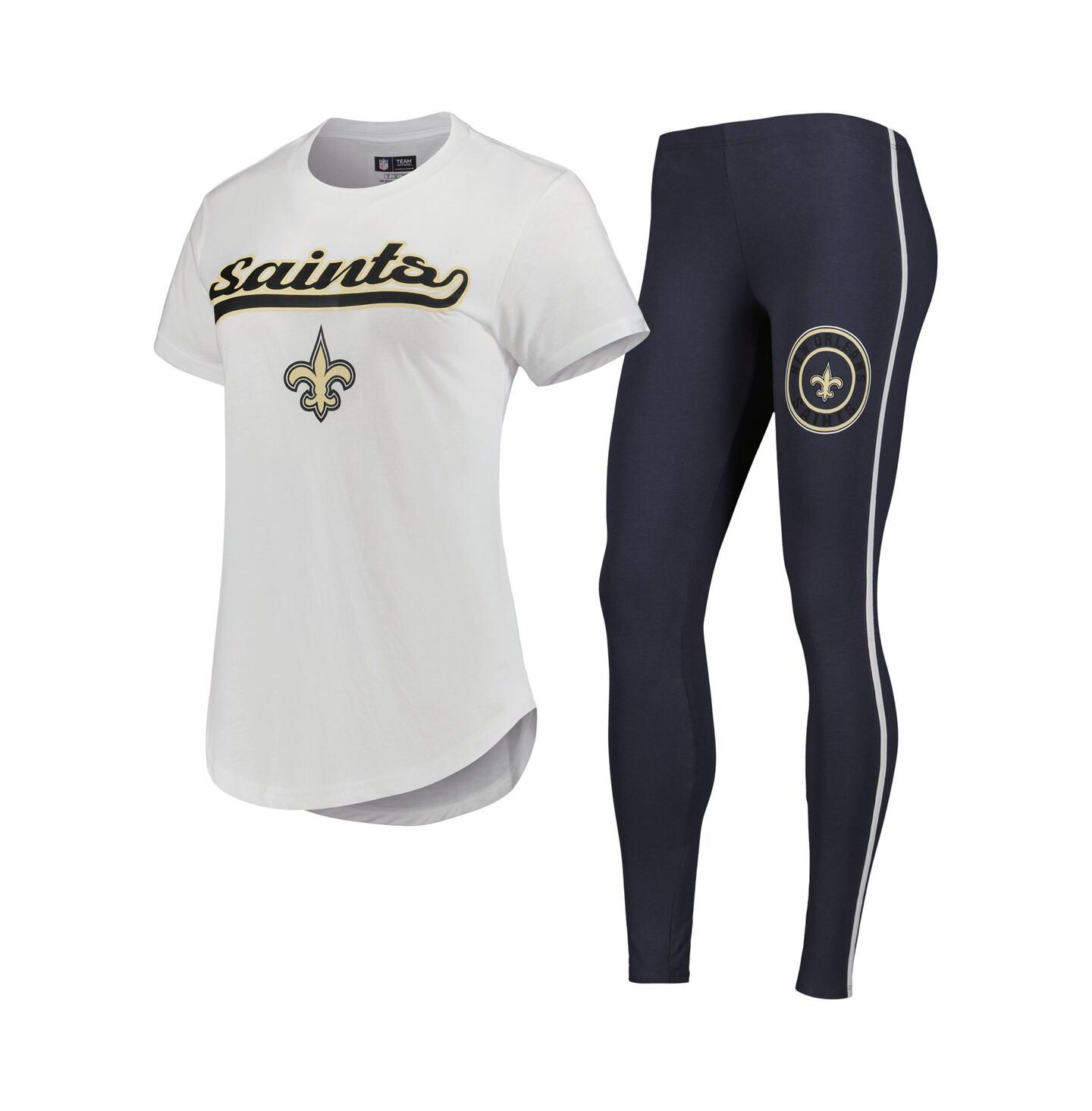 Concepts Sport Women's White, Charcoal New Orleans Saints Sonata T-shirt and Leggings Sleep Set — фото 5
