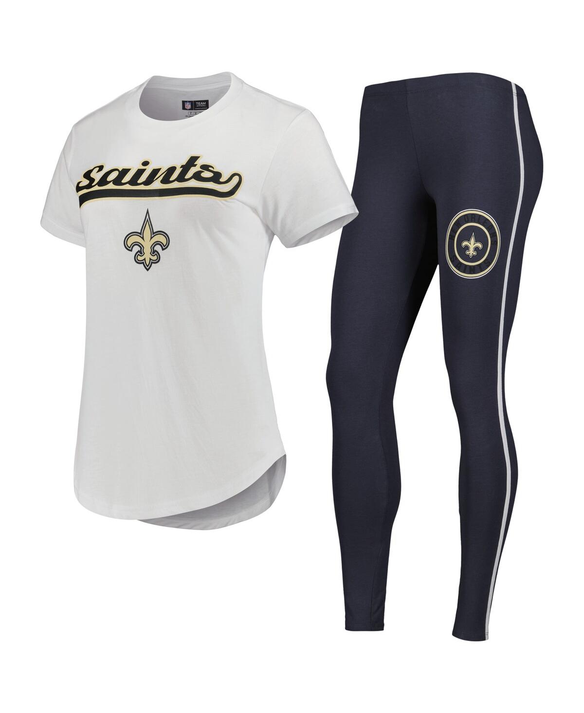 Shop Concepts Sport Women's  White, Charcoal New Orleans Saints Sonata T-shirt And Leggings Sleep Set In White,charcoal