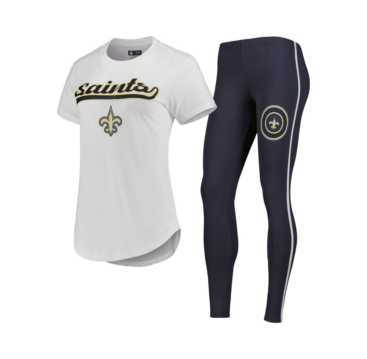 Women's White, Charcoal New Orleans Saints Sonata T-shirt and Leggings Sleep Set