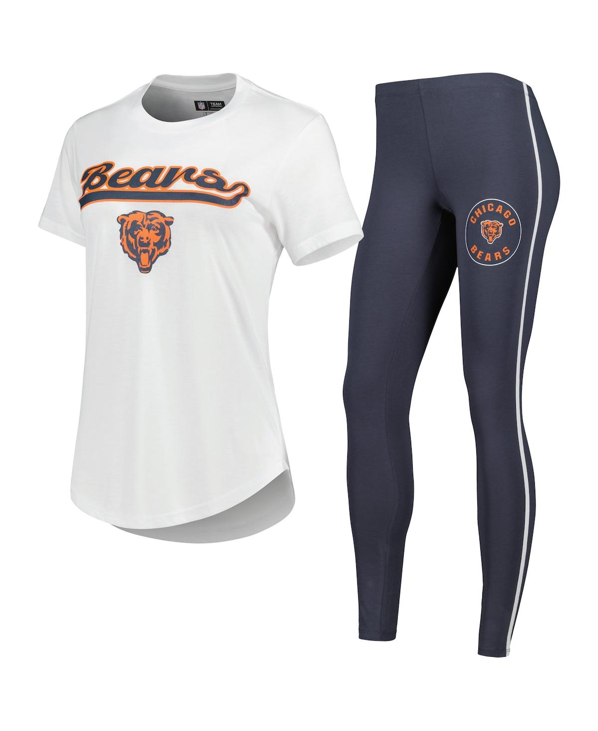Women's Concepts Sport White, Charcoal Chicago Bears Sonata T-shirt and Leggings Sleep Set - White, Charcoal