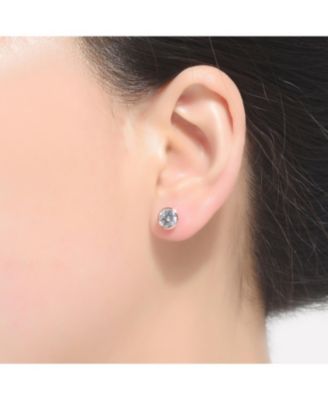 Sterling Silver Clear Cubic Zirconia Stud Earrings