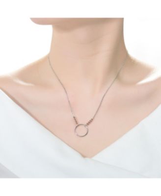 Stylish Sterling Silver Two-Tone Halo Necklace