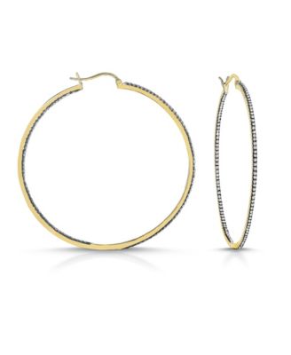 Dazzling Colored Cubic Zirconia Slim Large Hoop Earrings