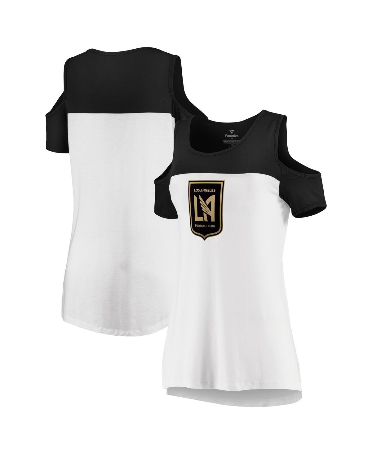 Fanatics Women's  White, Black Lafc Iconic Pure Dedication Cold Shoulder T-shirt In White,black