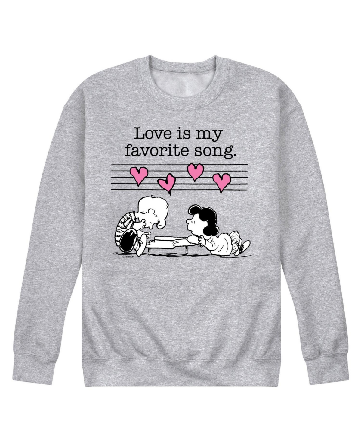 Airwaves Men's Peanuts Love Is Favorite Song Fleece Sweatshirt In Gray