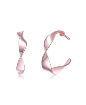 Modern High-Polish Sterling Silver Twisted Unique Hoop Earrings