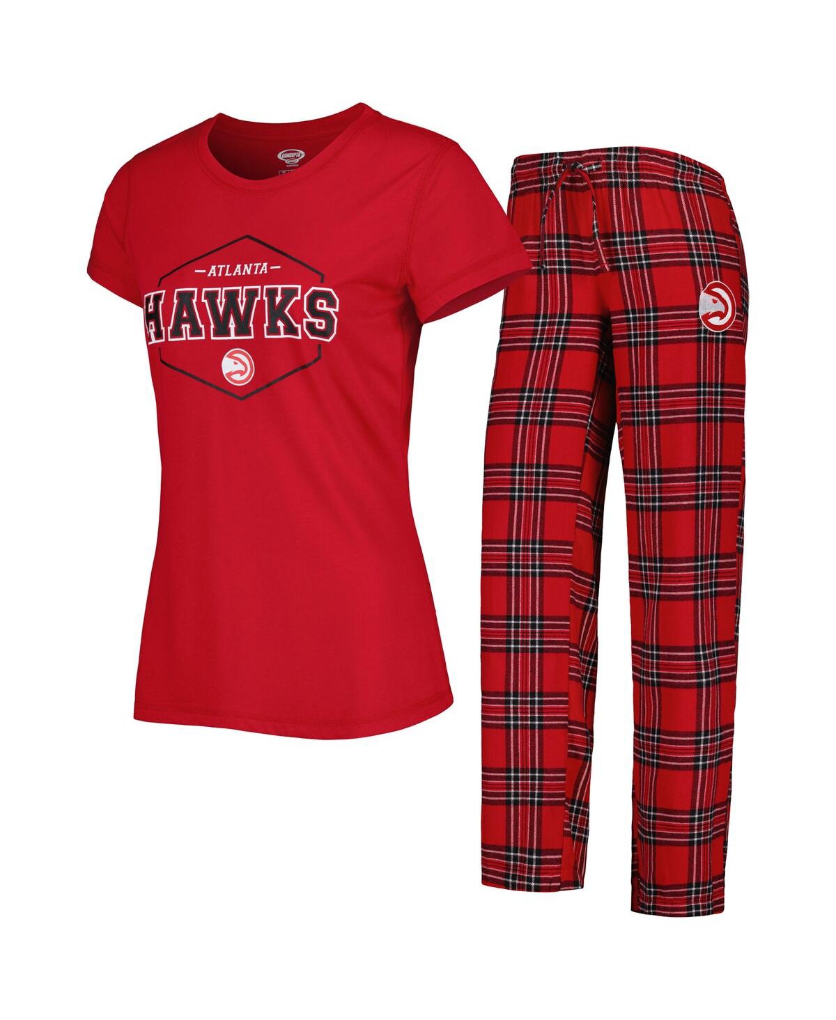 Women's Concepts Sport Red, Black Atlanta Hawks Badge T-shirt and Pajama Pants Sleep Set - Red, Black