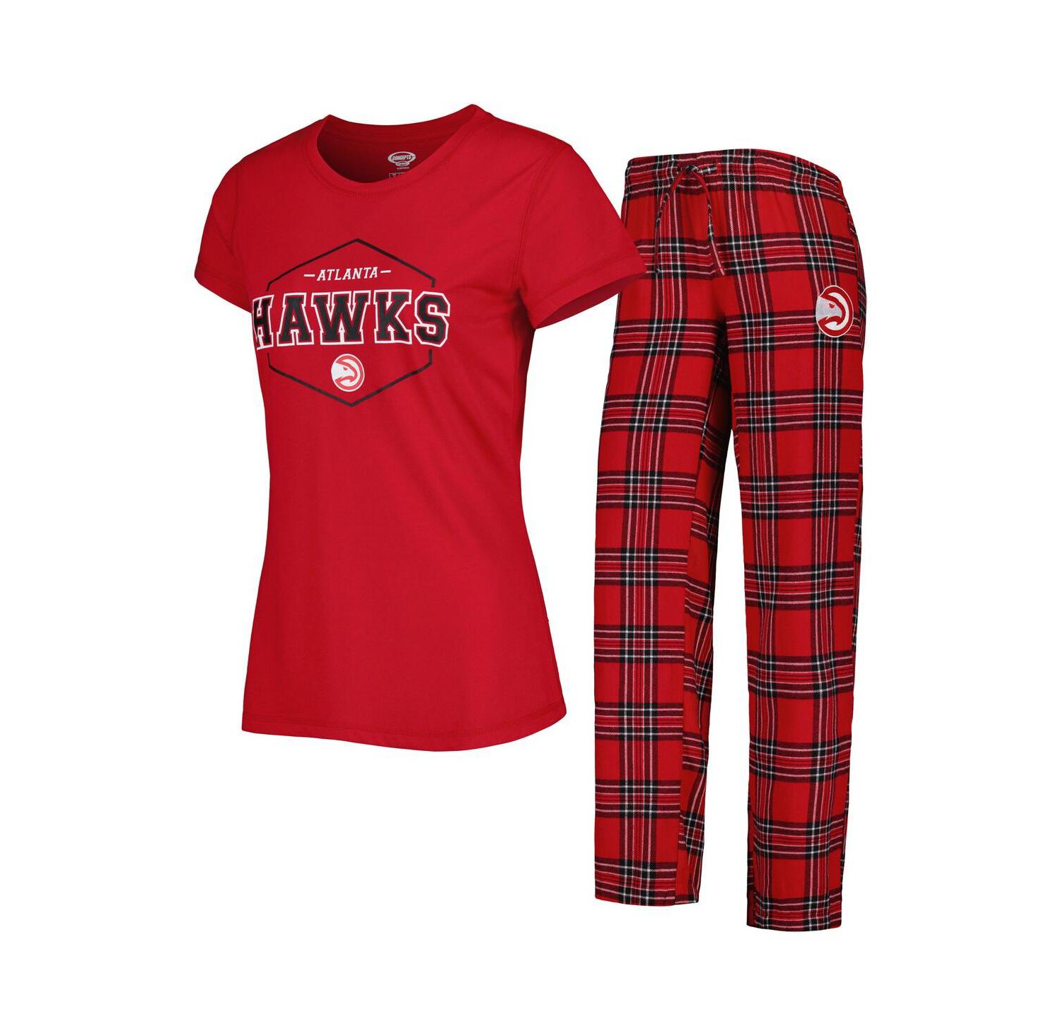Women's Red, Black Atlanta Hawks Badge T-shirt and Pajama Pants Sleep Set