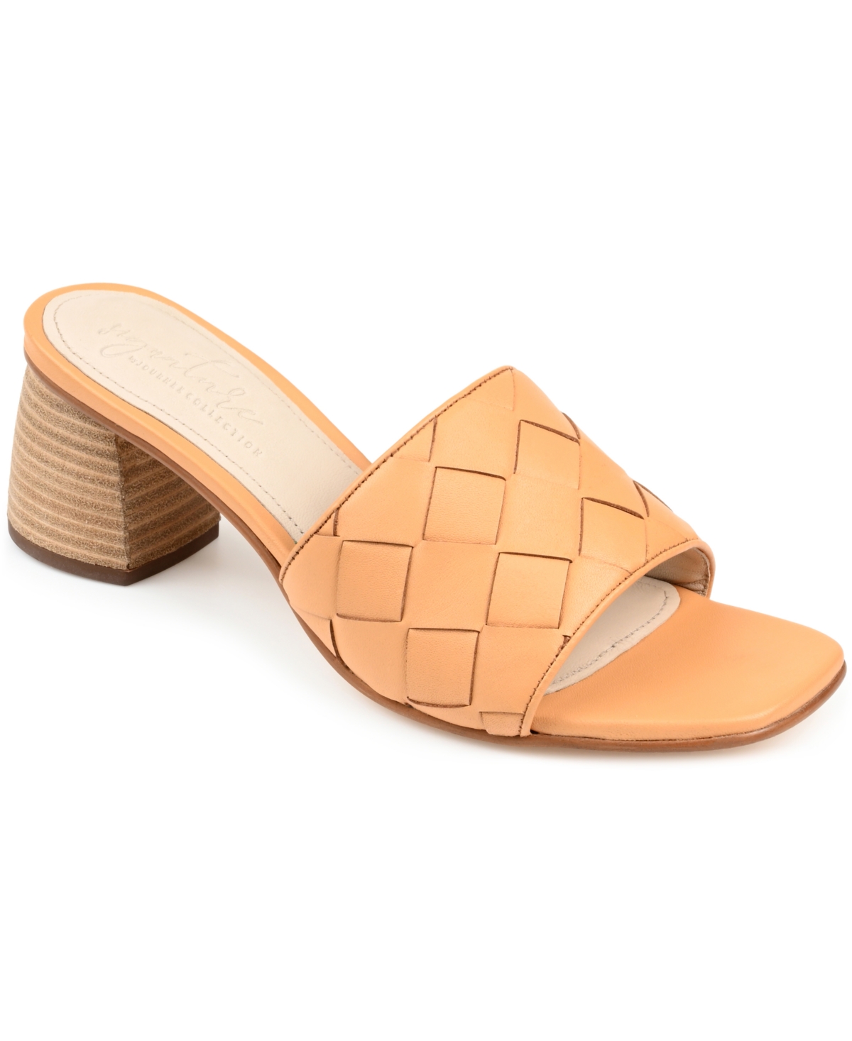 Shop Journee Signature Women's Kellee Woven Block Heel Sandals In Tan