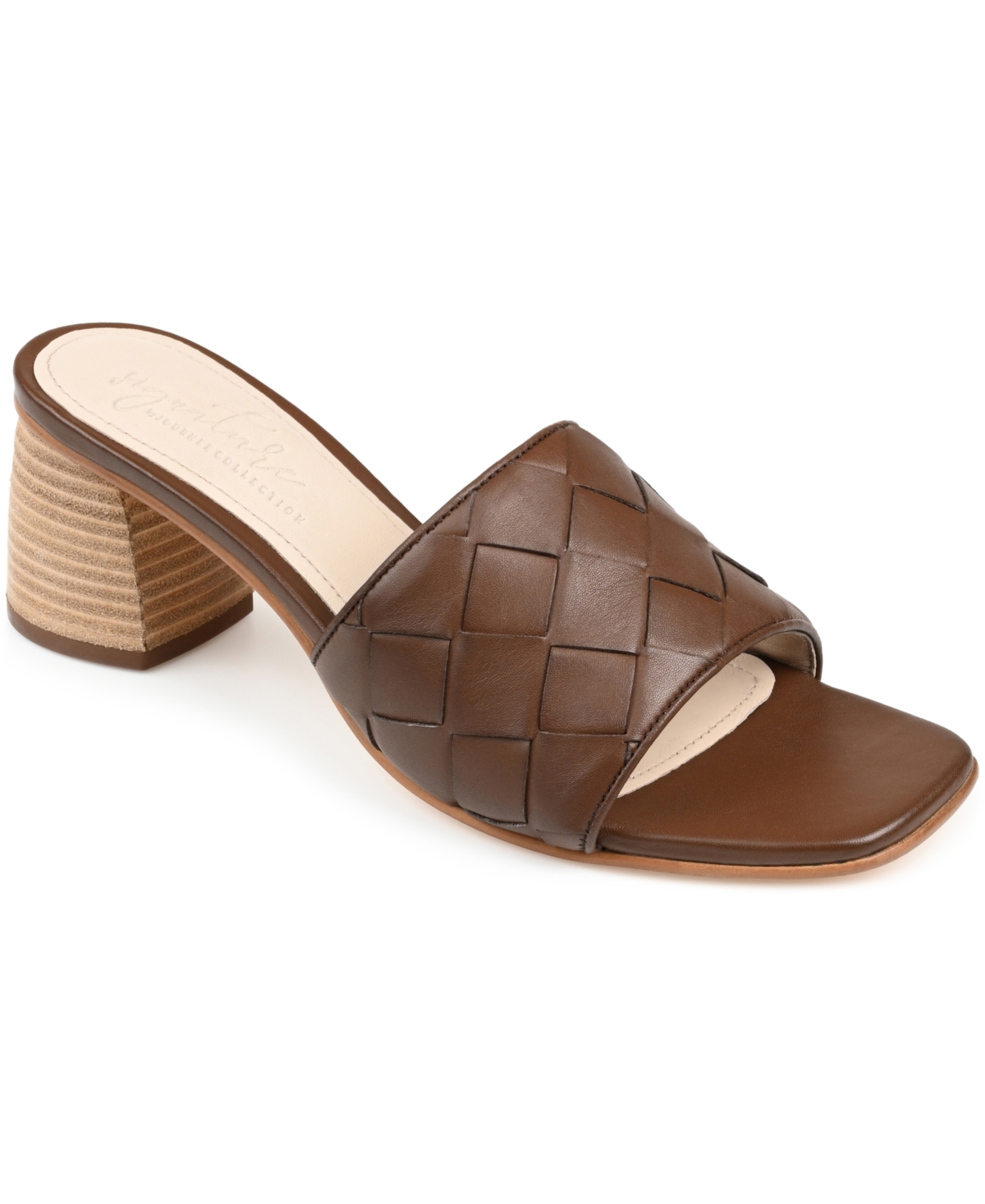 Shop Journee Signature Women's Kellee Woven Block Heel Sandals In Brown