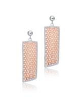 Genevive Stylish Sterling Silver Two-Tone Dangling Earrings - Rose