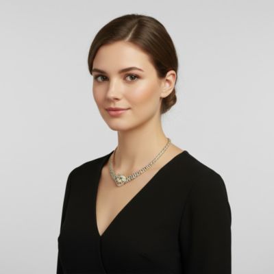 Sterling Silver 14K Gold-Plated Cubic Zirconia Leopard Necklace