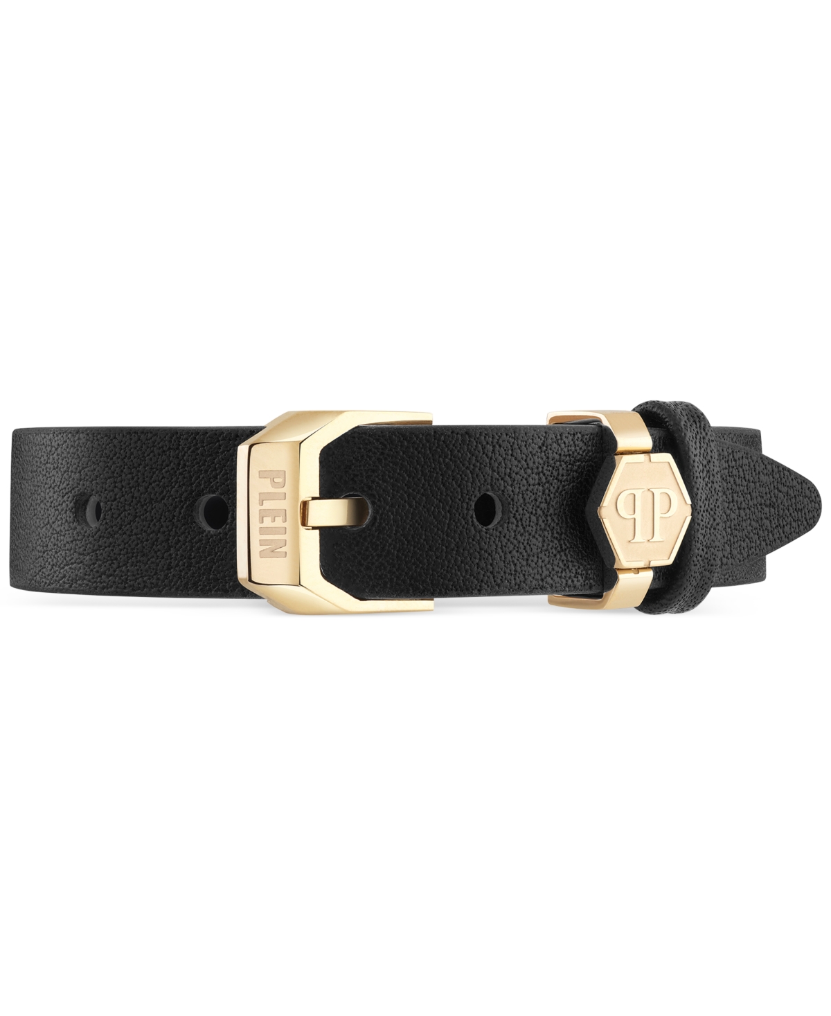 Shop Philipp Plein Gold-tone Ip Stainless Steel Pave 3d $kull Charm Crystal-studded Leather Bracelet In Ip Yellow Gold