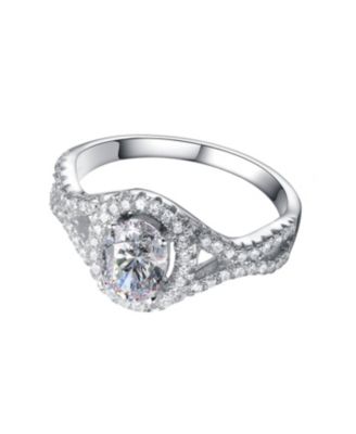 Sterling Silver Mounted Cubic Zirconia Solitaire with Halo Ring