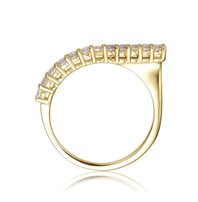 14k Yellow Gold Plated with  Cubic Zirconia Waterfall Square Top Stacking Ring in Sterling Silver