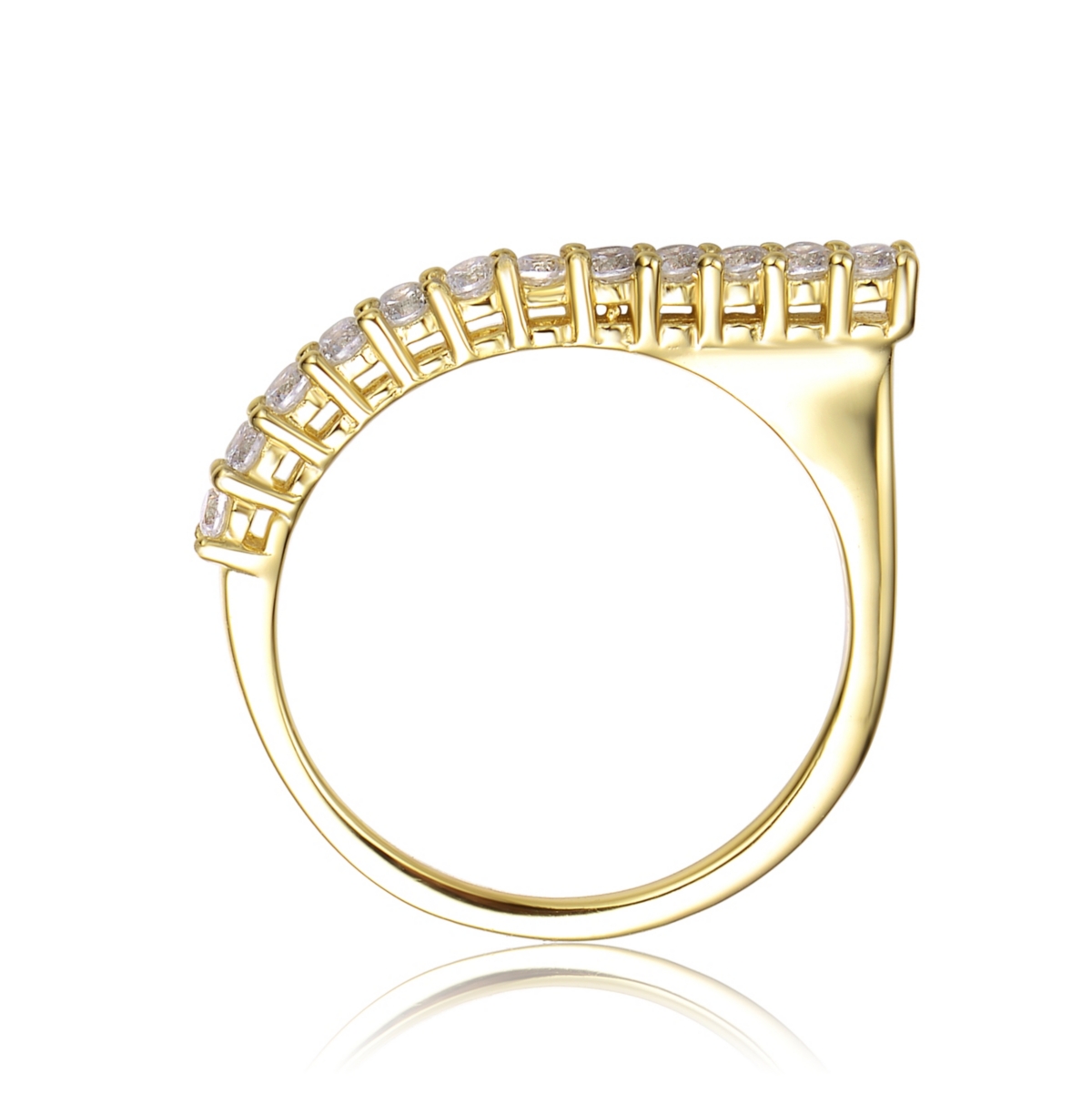 Genevive 14k YellowPlated with Cubic Zirconia Waterfall Square Top Stacking Ring in Sterling Silver - Gold