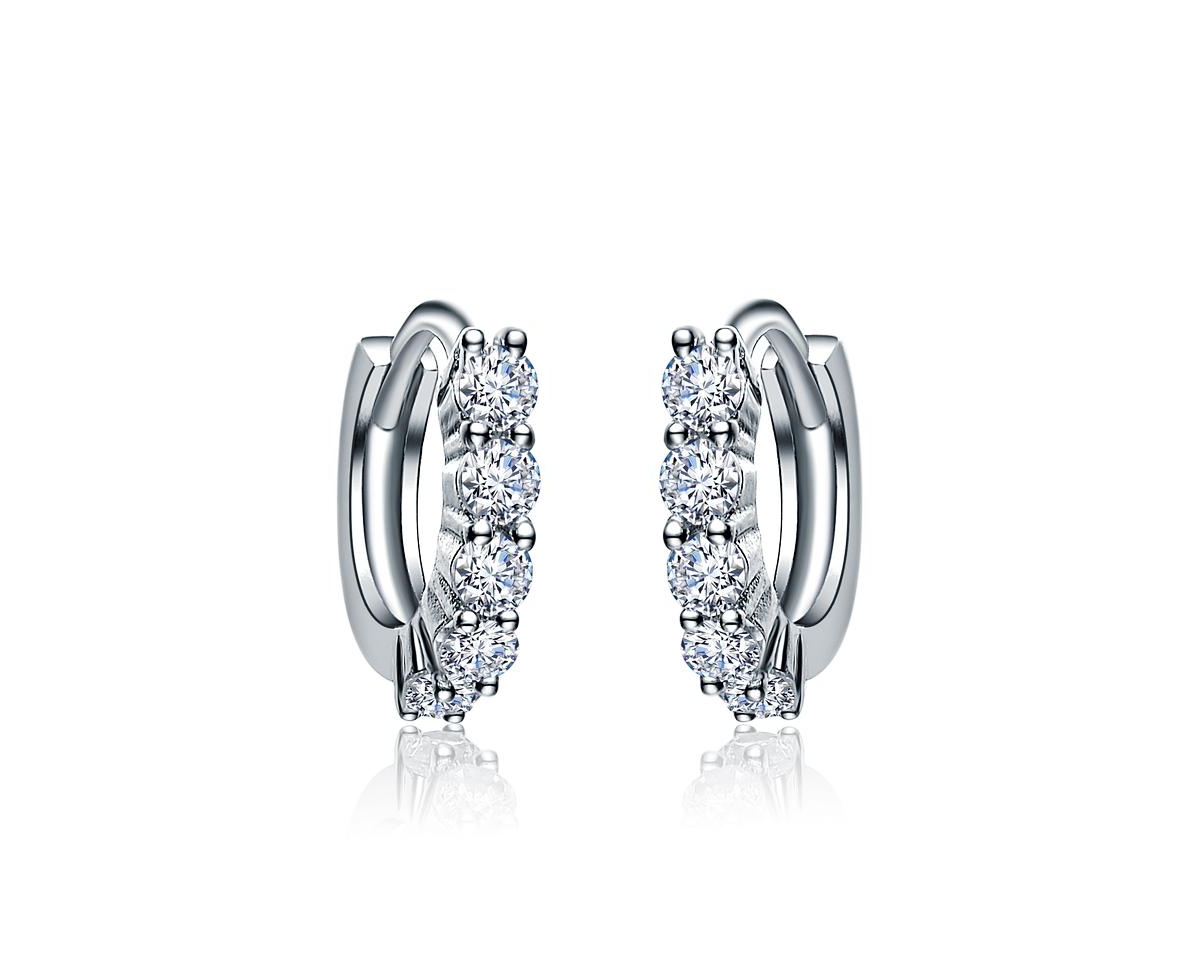 Rachel Glauber Elegant White Gold Plated Cubic Zirconia Extra Mini Huggie Hoop Earrings