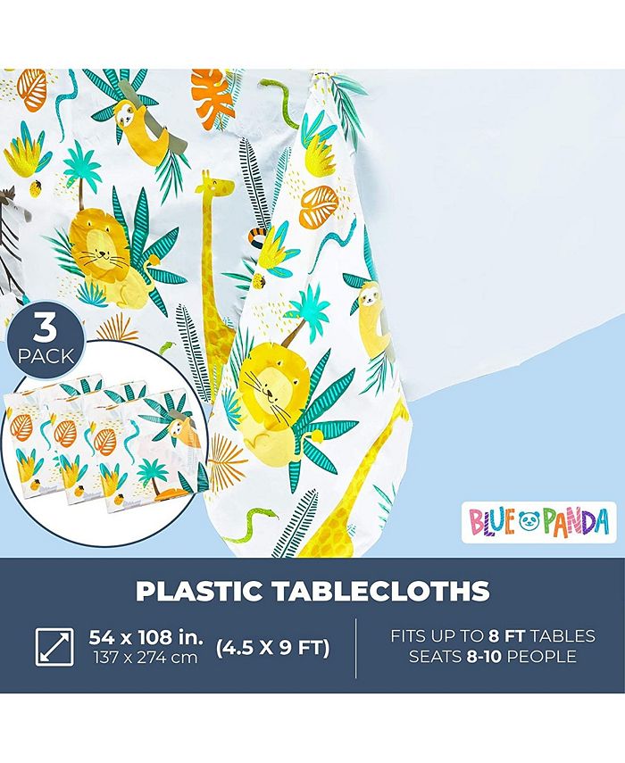 Blue Panda Safari Tablecloths for Birthday Party Decorations (54 x 108