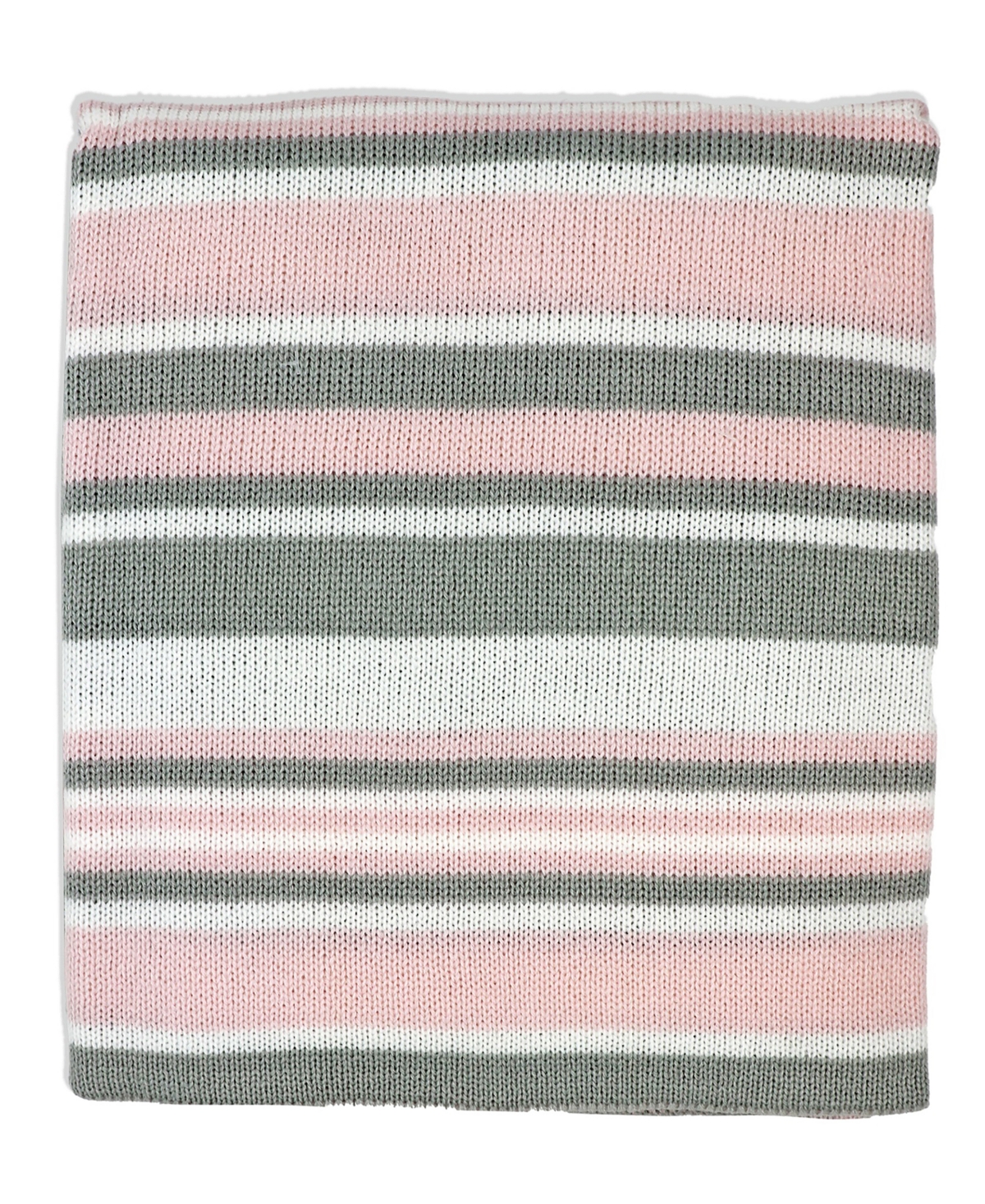 3 Stories Trading Baby Girls Cozy Striped Knit Blanket In Pink And Gray