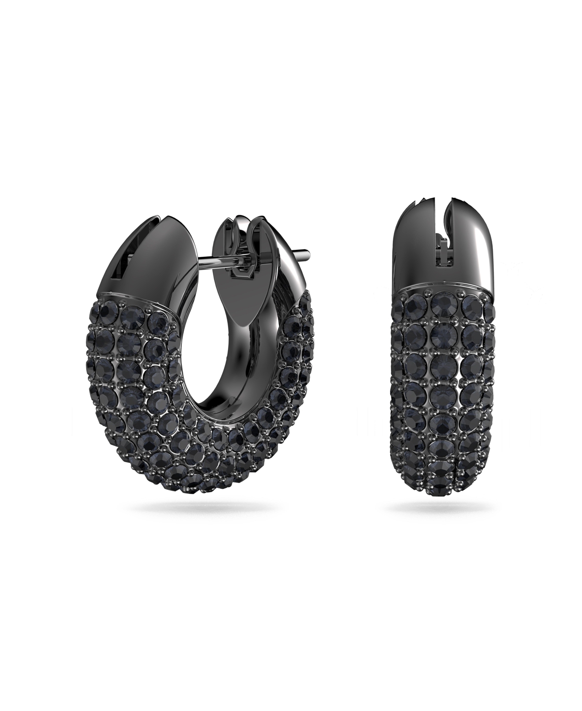 Shop Swarovski Dextera Pave Hoop Earrings In Black