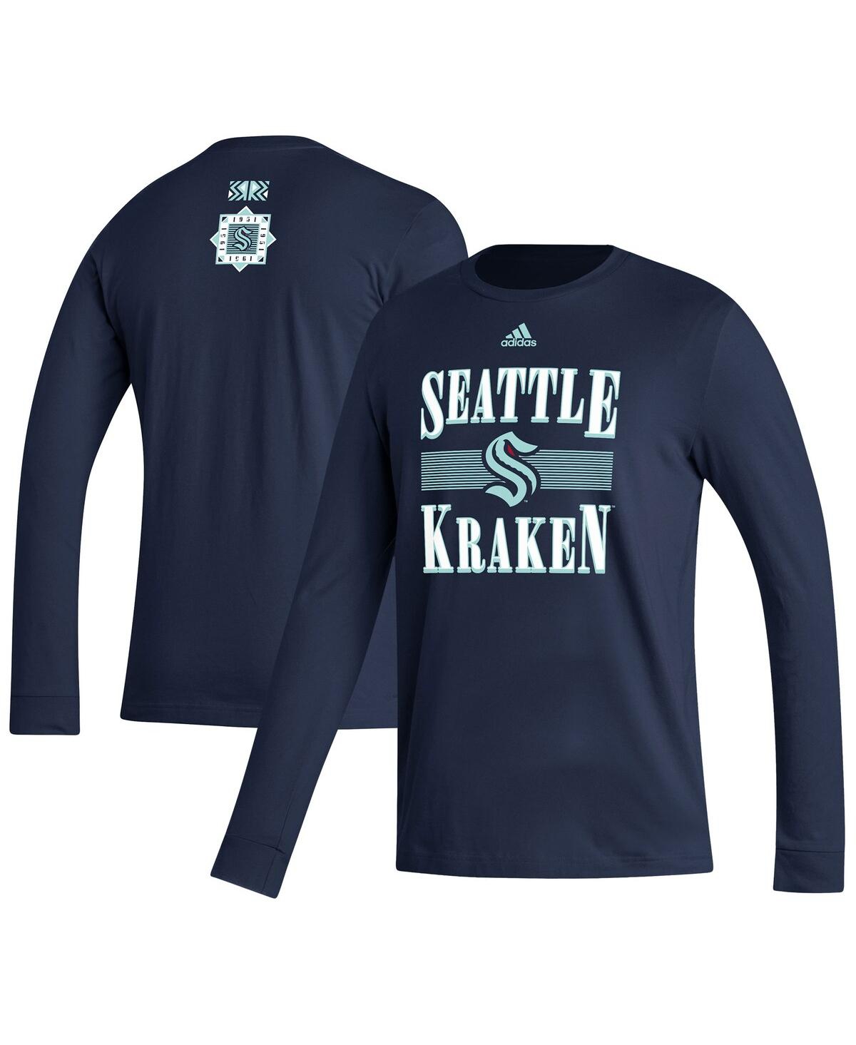 Shop Adidas Originals Men's Adidas Navy Seattle Kraken Reverse Retro 2.0 Fresh Playmaker Long Sleeve T-shirt