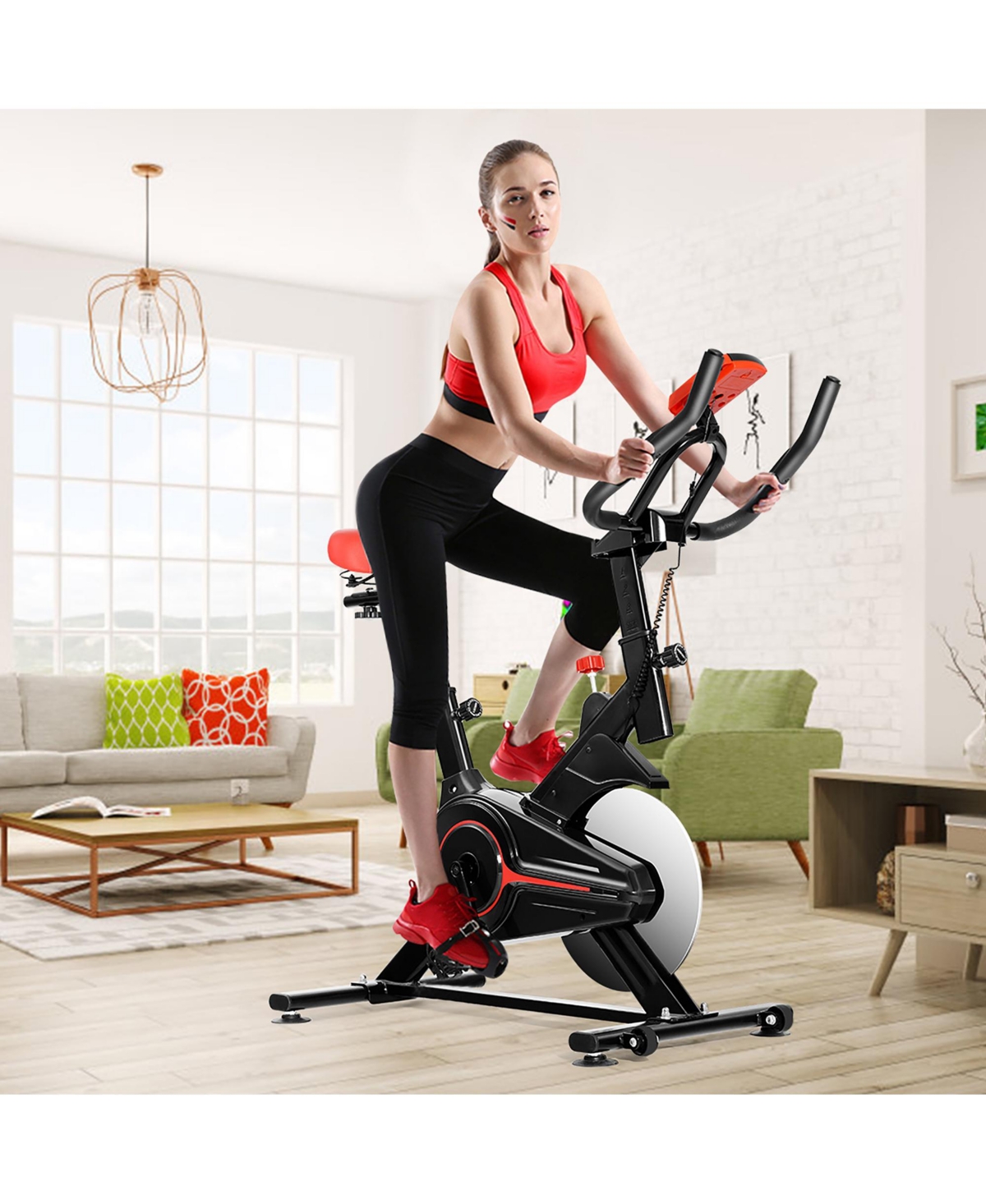 Indoor Exercise Bike Fitness Cardio W/4-way Adjustable Seat