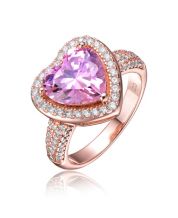 scienza 20-Million Pink Ring – Dazzling 10.3 Carat Pink Cubic Zirconia Ring – Rhodium Plated .925 Sterling Silver Rings for Women – Pink Gems