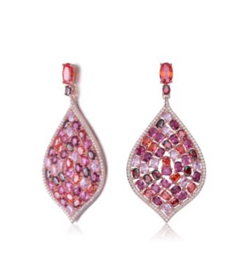 Sterling Silver with Rose Gold Plated and Cubic Zirconia Drop Earrings