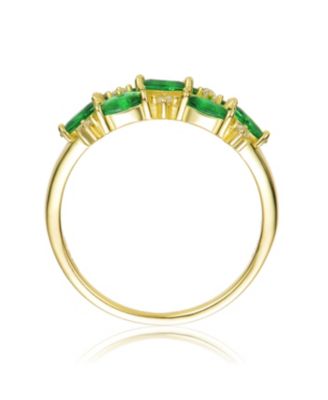 Sterling Silver with Gold Plated Marquise and Round Cubic Zirconia Coctail Ring